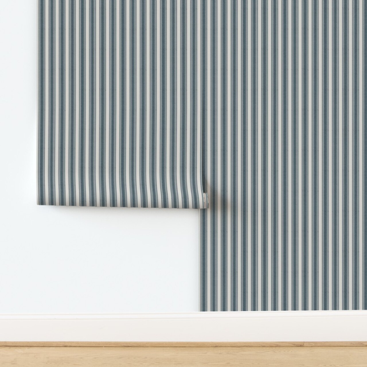 Stripe Navy French Farmhouse Cottage Custom Removable Wallpaper by Spoonflower Peel & Stick Wallpaper 2FT Wide